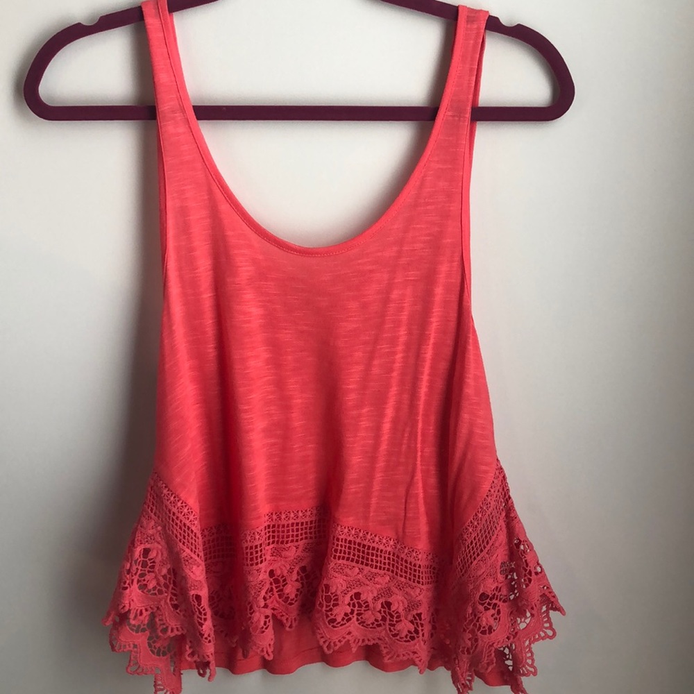 Pink Tank Top with Crochet detail